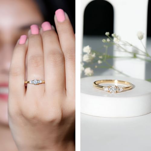 Certified Moissanite 3 Stone Ring for Women, D-VS1 Quality, Past Present Future Ring - Ready to Gift2