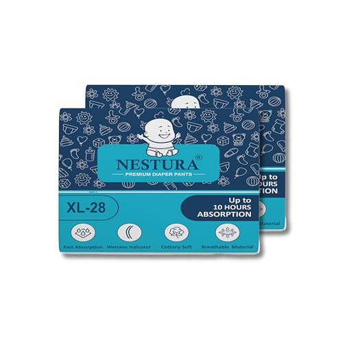 Image of Baby Diapers Pants Extra Large XL size with Wetness Indicator (12-18 kg), Combo Pack of 2 (56 Count)