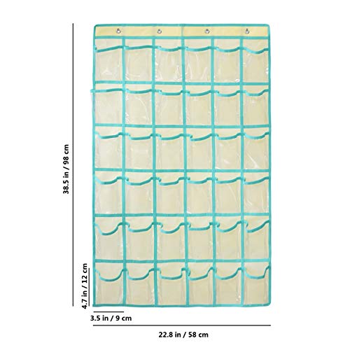 NIMES Hanging Closet Underwear Sock Jewelry Storage Over The Door Classroom Cell Phone Calculator Organizer 36 Clear Pockets (Green)