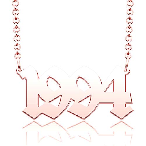 Infinite Memories Rose Gold Plated Women Personalized 925 Turtle Seashell Tassel Couples Custom 1994 Number Necklace, 0.7 inch