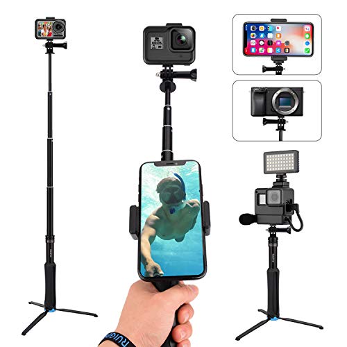CamGek Extendable Pole/Selfie Stick with Aluminum Tripod for GoPro, Handheld Telescoping Monopod Waterproof