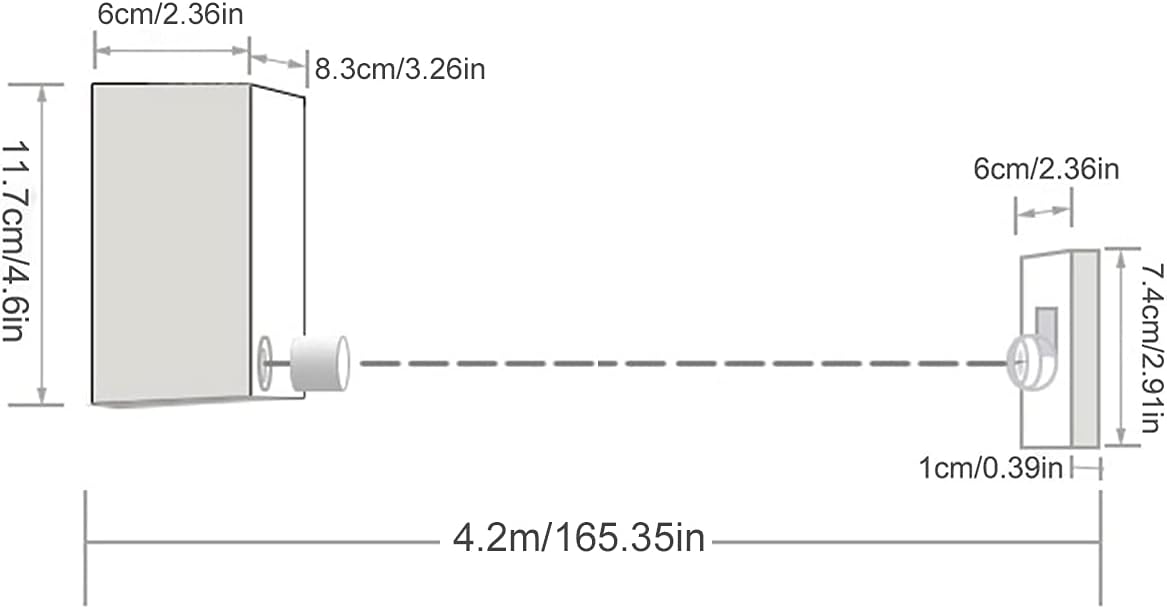 woshida 引き込み式の物干し-衣類を乾燥させるための頑丈な物干し-壁に取り付けられたステンレス鋼の粘着性と壁に取り付けられた洗濯ロープ(白)