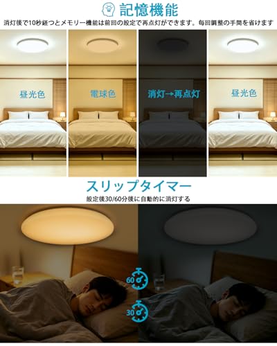 LEDシーリングライト 10-12畳用 5060lm 46W 薄型 高輝度 無段階調光調色 天井照明器具