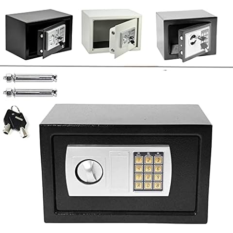 Small Digital Safe, High Security Home Safe Steel Construction, Fireproof Safe, Electronic Password Safe Cabinet with Code & Key for Home, Value Safes for Extra Security, 23x17x17cm(LxWxD), Black Cover