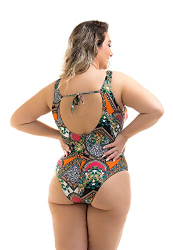 Maiô Plus Size Estampado Vitral Colorido Nyna-54