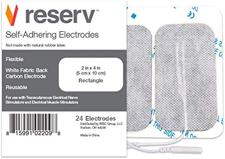 reserv 2" x 4" Rectangle Premium Re-Usable Self Adhesive Electrode Pads for TENS/EMS Unit, Fabric Backed Pads with Premium Gel (White Cloth and Latex Free)(24 Electrodes)