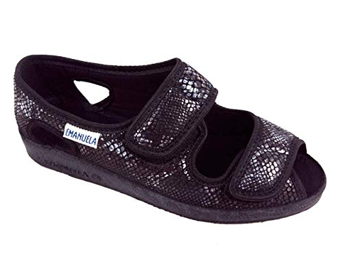 Emanuela 667 Snake Nero Scarpa Sandalo Donna Doppio Strappo Lavabili In Lavatrice A 30 Gradi Nero 38