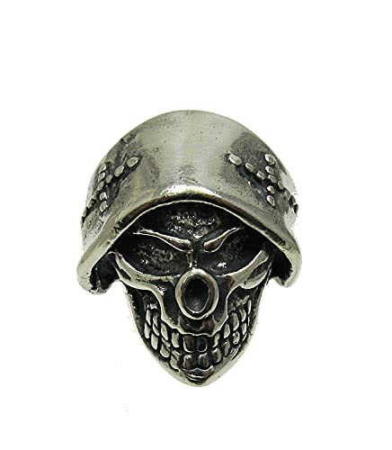 Bague tête de mort en argent massif 925, anneau lourd ciselé main de style motard