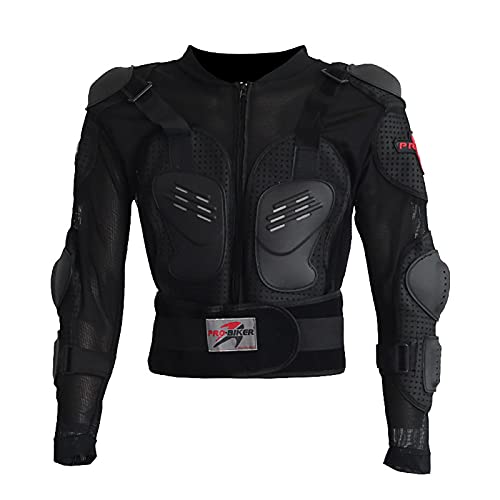 Biker Indossa Armatura per Bambini, Giubbotto Armatura da Moto per Uomo Armatura Completa per Uomo con Protezione per la Colonna Vertebrale per Motocross Sci Ciclismo Equitazione Skateboard Nero,L