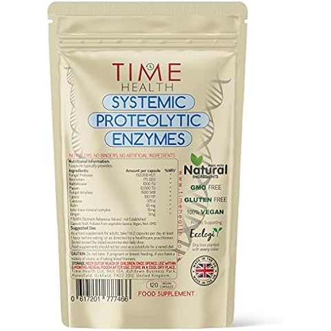 Systemic Proteolytic Enzymes Complex - Repair & Recovery - Mixed Enzyme Formula with Ginger & Ionic Trade Minerals - UK Made - Zero Additives - Pullulan (120 Capsule Pouch) Cover