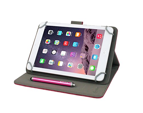 Emartbuy Universal 7-8.8 Inch Faux Suede Leopard Pink Multi Angle Folio Wallet Case Cover With Card Slots and Stylus Pen Compatible With Selected Devices Listed Below - Image 7