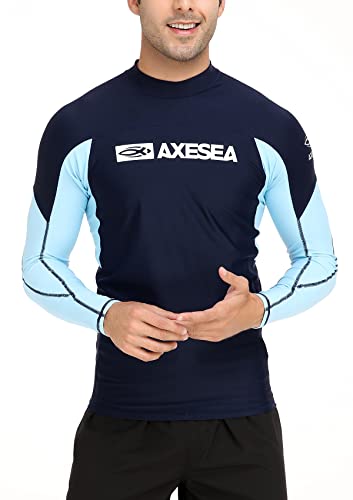 AXESEA Men Long Sleeve Rash Guard Quick-Dry UPF 50+ Lightweight Swimsuit Swim Shirt4