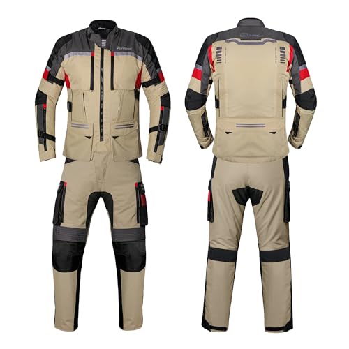 PRO FUTURE Tuta da moto da uomo Tute da moto Giacca e pantaloni da equitazione Biker (Biege, M)