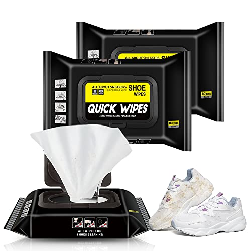 Pousbo White Shoe Quick Wipes, 2023 New Disposable Shoe Sneaker Cleaner Wipes, Portable Instant Sole And Sneaker Cleaner For Cleaning & Whitening Shoe Soles (2 Pack(160Pcs)) #TOP5