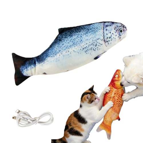 2026 New Flopping Fish Cat Toy Rechargeable, Small Floppy Fish Cattoy, Realistic Flopping Fishs Catnip Cat Toys, Interactive Chew & Kicker Toys, Pet Chew Toy for All Breeds (Salmon)