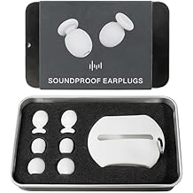 Noise Reduction Earplugs Super Soft, Reusable Hearing Protection in Flexible Silicone for Sleep, Noise Sensitivity & Flights - 6 Ear Tips in S/M/L 2 Sponge EarPlugs 25dB Noise Cancelling