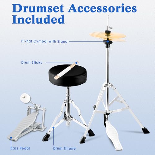 EASTROCK 5 Piece 16" Junior Drum Sets for Younth Drummer Beginner,Blue by EASTROCK - Image 5