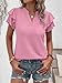 ANRABESS Womens Tops Dressy Casual Ruffle Short Sleeve V Neck Blouses Summer Button Down Business Work Elegant Shirts Light Pink X-Large