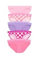 Bonds Girls' Underwear Bikini Brief, Checkered Bows Mini (5 Pack), '12/14