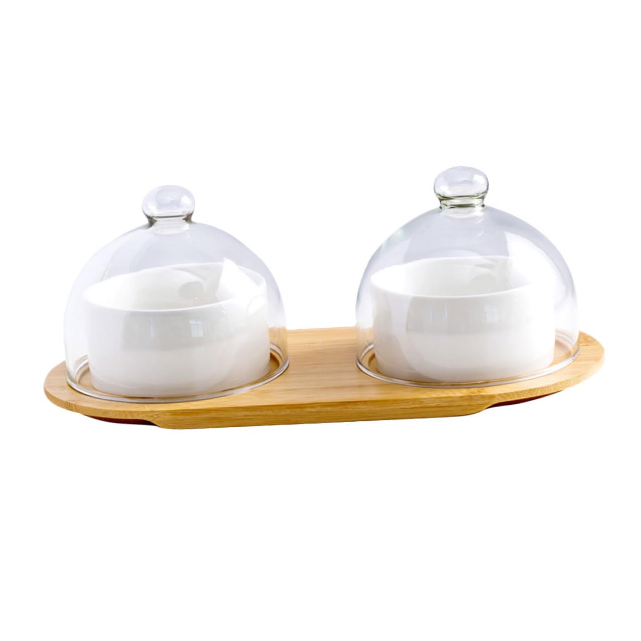 2 Juegos Bol para Postres con Tapa de Vidrio Transparente y Bandeja Cuenco para Servir Ensaladas y Aperitivos Resistente y Duradero para Regalar y Uso Diario