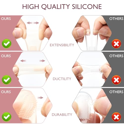 Image of Momcozy Silicone Finger Toothbrush for Baby, Baby Finger Toothbrush for Training Teething, Infant Oral Cleaner, 2 Pcs Silicone Toothbrush