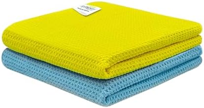 SOFTSPUN Microfiber Drying Cloth, 40x40 Cms 2Pcs Waffle Weave Towel Set 400 GSM Multicolour Super Absorbent Lint & StreakFree Cloth Cleans and Polishes for Car Window Glass Office & Home.