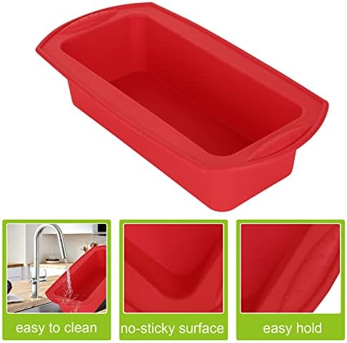 MIVIDE 4Pcs 2lb Silicone Bread and Loaf Tins, Non Stick Baking Moulds Pan for Loaves, Breads, Cakes and Lasagna, Loaf Pan Ideal for Baking Bread (22 x 9 x 6cm ,Red and Grey)