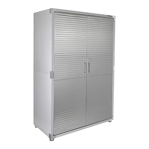 Seville Classics Mega Lockable Storage Cabinet, 48" W x 24" D x 72" H, Granite Gray