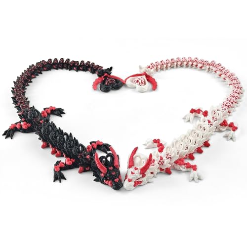 Oyeftp 2PCS 3D Dragon Decor with Heart, 12.7