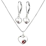 SET 925 SILBER - Das hochwertige FIVE-D Kinder Ohrringe Anhänger Schmuck Set mit Kette. Entscheide dich für den eleganten Kinderschmuck und die süßen Ohrringe für Mädchen.