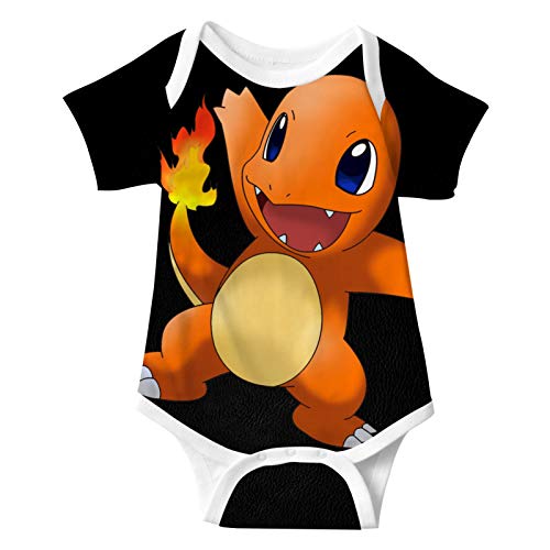 Jsmllia 3D Print Fire c-har-Man-der Babysuit Onesies Body Suit Newborn Baby Creeper Infant and Toddler Bodysuits 6M White