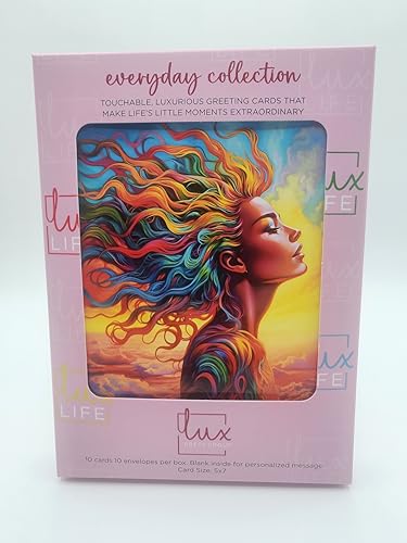 Image of Performing Arts Rainbow Woman Blank Note Cards with Envelopes - 10-Pack Boxed Greeting Card Set for All Occasions - Luxurious Stationery Set for Thank You, Birthday, or Everyday Notes - Made In USA
