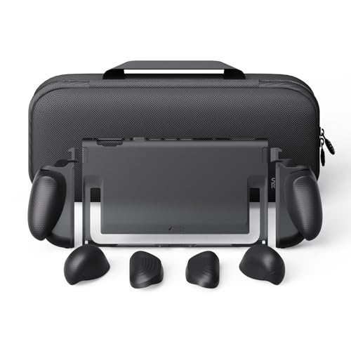 Savage Raven by Skull & Co. FissionGrip Bundle (Carrying Case Included): Dockable Split Protective Case for Nintendo Switch 2 (2025) Slim PC Shell with Detachable Grip Cover-Black