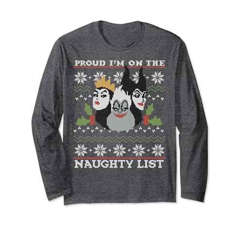 T-shirt Disney Villains Ugly Sweater à manches longues noir pour adulte