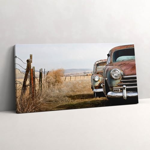 Image sur toile vieilles voitures abandonnées grand tableau pour habiller mur vide