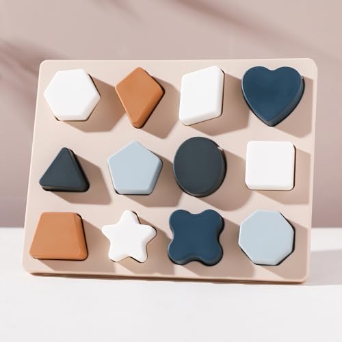 Image of Mamimami Home Toddlers Shape Puzzle Montessori Learning Shape Toy Board for Kids Preschool Boys & Girls Educational Learning Silicone Shape Toys