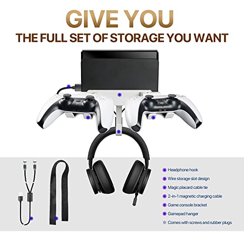 Storagbt Wall Mount Stand Bundle For Nintendo Switch, Bracket Holder For Swith & Switch Oled, With Controller Wall Mount, Headphone Holder, Space Saving(White) #TOP7