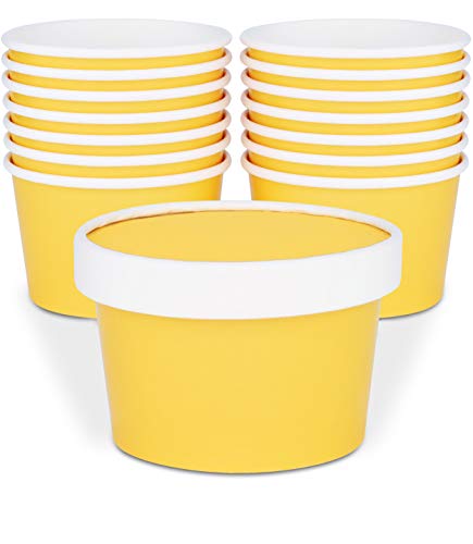 Glowcoast Ice Cream Containers With Lids - 6 oz (Mini Pint, 30 set) Ice Cream Storage Container for Homemade Icecream. Freezer-Safe Tub with Lid Protect Frozen Desserts like Yoghurt (Butterscotch, 30)