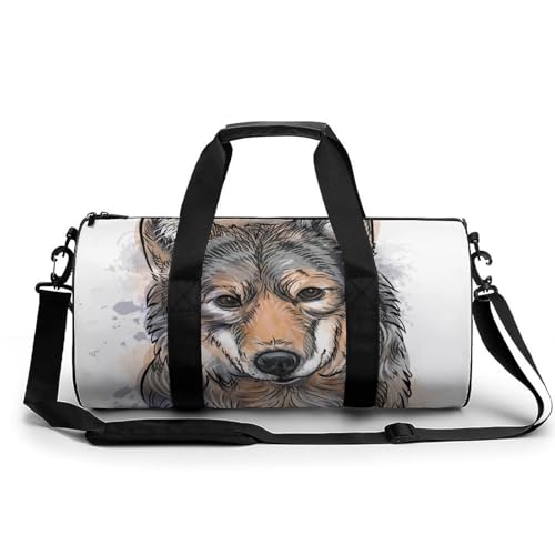 Sac de voyage 45x23x23cm chien noir brun sac de sport de forme duffel