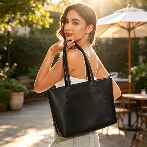 Bolso Tote de cuero para mujer con cierre y gran capacidad miniatura 3