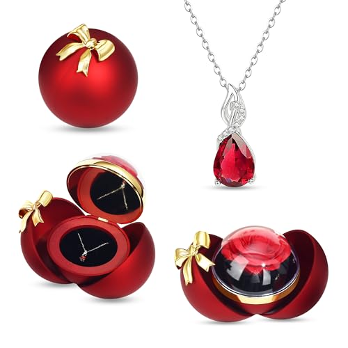 925 Sterling Silver Wife Necklaces for Women With Rose Gift Box- Romantic Wife Christmas Gift Ideas Valentines Day Rose Gifts for Her Girlfriend, Fiancé, Soulmate Jewelry for Women on Birthday Anniversary & Mother's Day