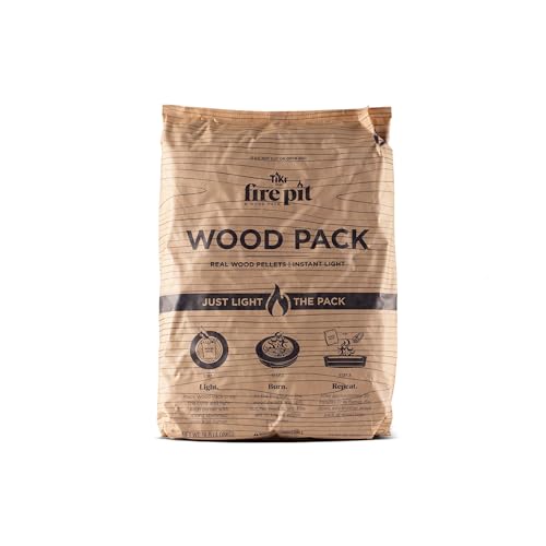 TIKI Wood Pack – 1-Pack Wood Pellets for Smokeless Fire Pits, Easy-to-Use Fire Pit Fuel for Outdoor Heating & Camping, 30+ Minute Burn Time, Made in The USA