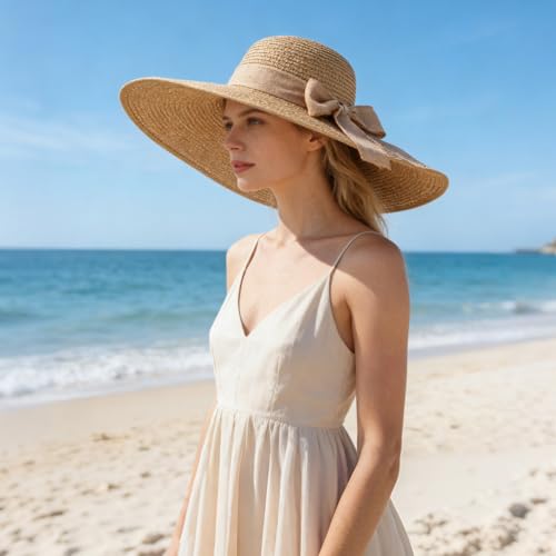 Sombrero de playa para mujer, verano, ala ancha, plegable miniatura 4