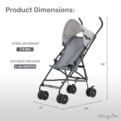 Dream On Me Aero Travel Lightweight Umbrella Stroller, Easy to Fold and Carry Travel Stroller, Adjustable and Removable Canopy - Image 5