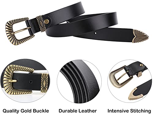 ALAIX Belts for women Women's Belts Silver Gold Buckle leather belts Black Western belts Jeans Pants belts for women4