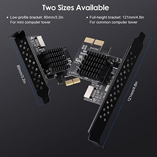 BEYIMEI PCI-E 3.0 2X to USB 3.1 A-Key Gen2 Front Type-C Expansion Card, 10Gbps Type-E Internal 20-pin Front Panel Connector Riser Card, PCI Express 3.0 X2 USB Adapter for Desktop PCs (ASM3142)