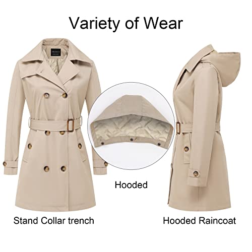 image for CREATMO US Trench Coat for Women Womens Waterproof Women's Classic Len