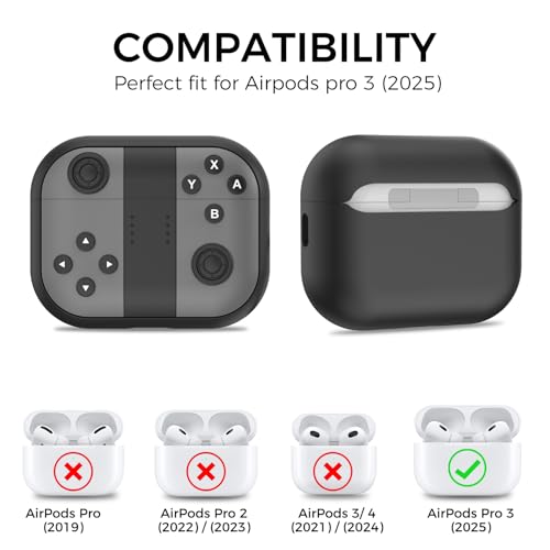 Image of TRONWIN for AirPods Pro 3 Case - 2025 Silicone Cover Gamepad Design Case for Apple AirPods Pro 3rd Generation, Cute Air pod Pro 3 Cover for Men /Women (Grey)
