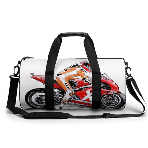 Sac de sport moto rouge pour gym et voyage week-end de 45x23x23cm