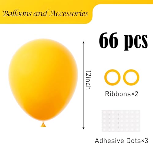 Image of Voircoloria Lemon Yellow Balloons, 66pack 12inch Mustard Yellow Latex Party Balloons for Birthday Baby Shower Graduation Wedding Gender Reveal Anniversary Party Decorations